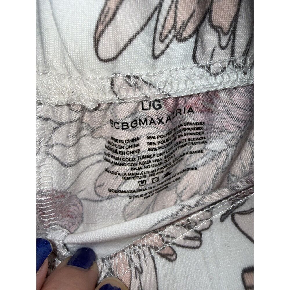 BCBGMAXAZRIA Floral Pajama Set Large L Short Sleeve Shirt Shorts PJs Sleepwear - Picture 7 of 14